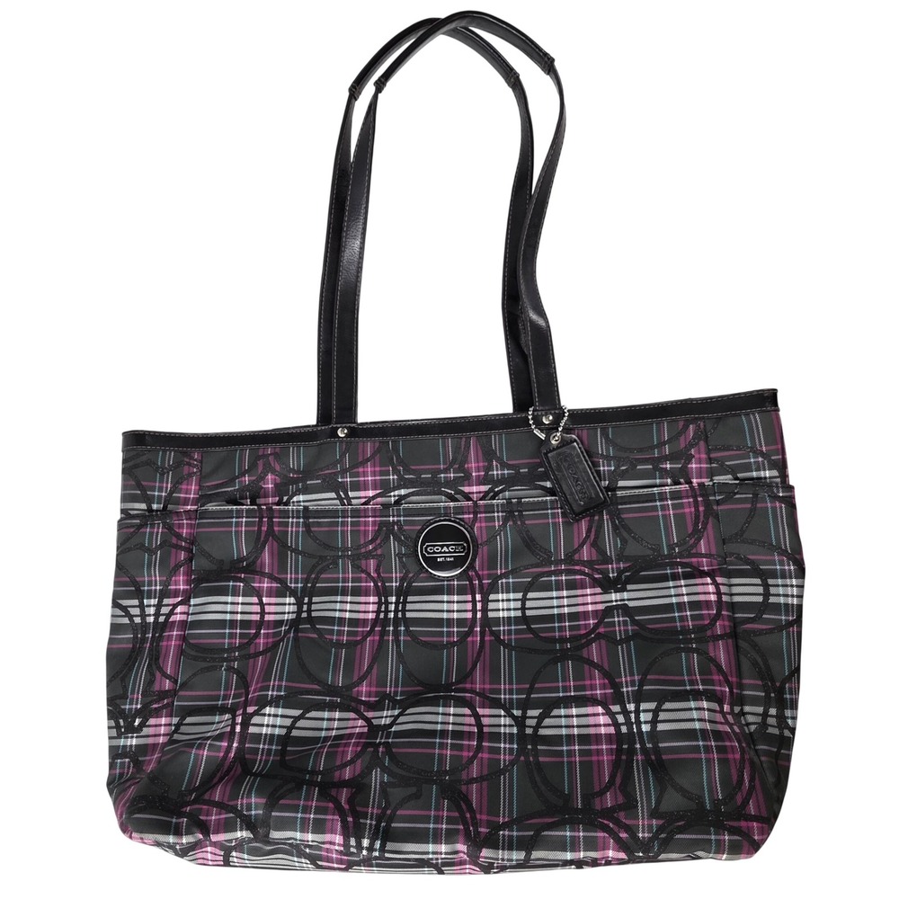 Coach F17708 Multi-Colored Signature Tartan Diaper Baby Bag Multifunction Tote